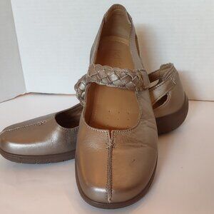 HOTTER Women's 9 Shaker Mary Jane Flat Shoes Pewter Leather Rubber Sole ID-35619